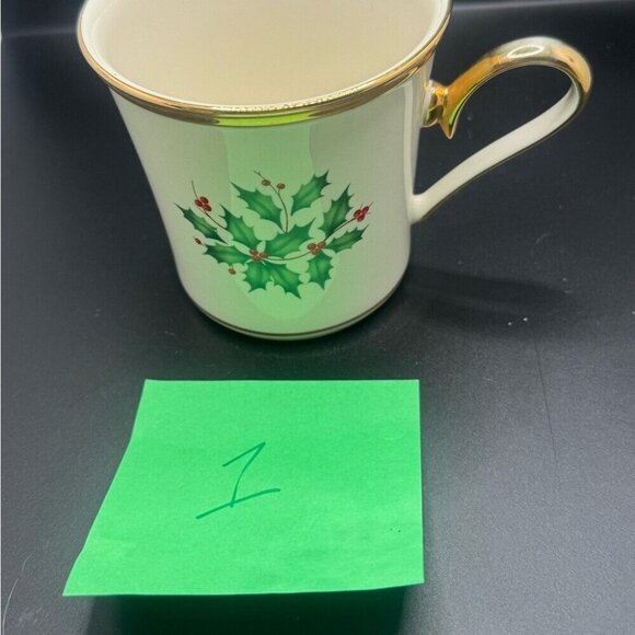 Lenox holiday dimension collection Festive Holly Mug with Gold Trim listing #1 - Picture 5 of 5